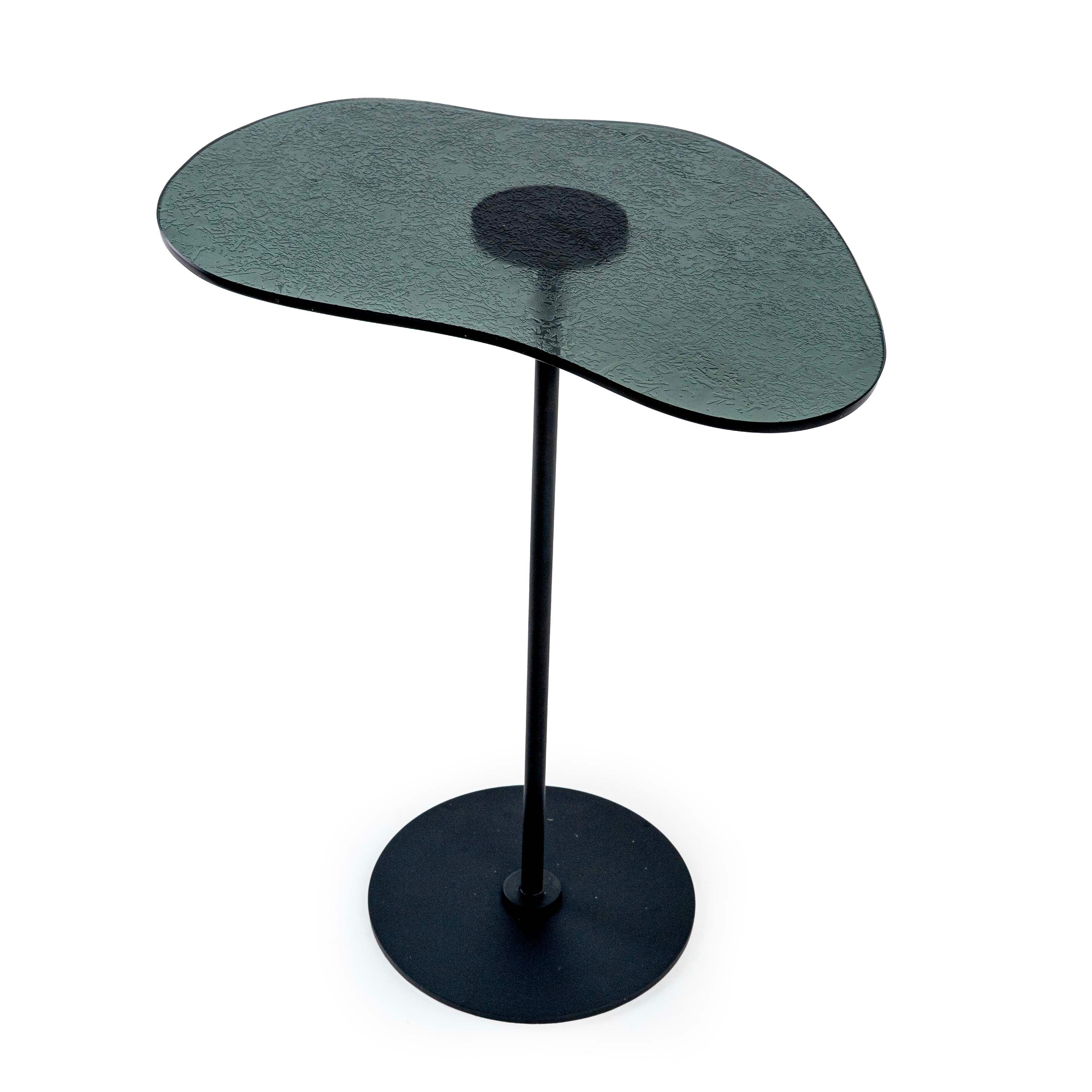 EPIFIN GLASS TOP FREE SHAPE SIDE TABLE WITH METAL STAND