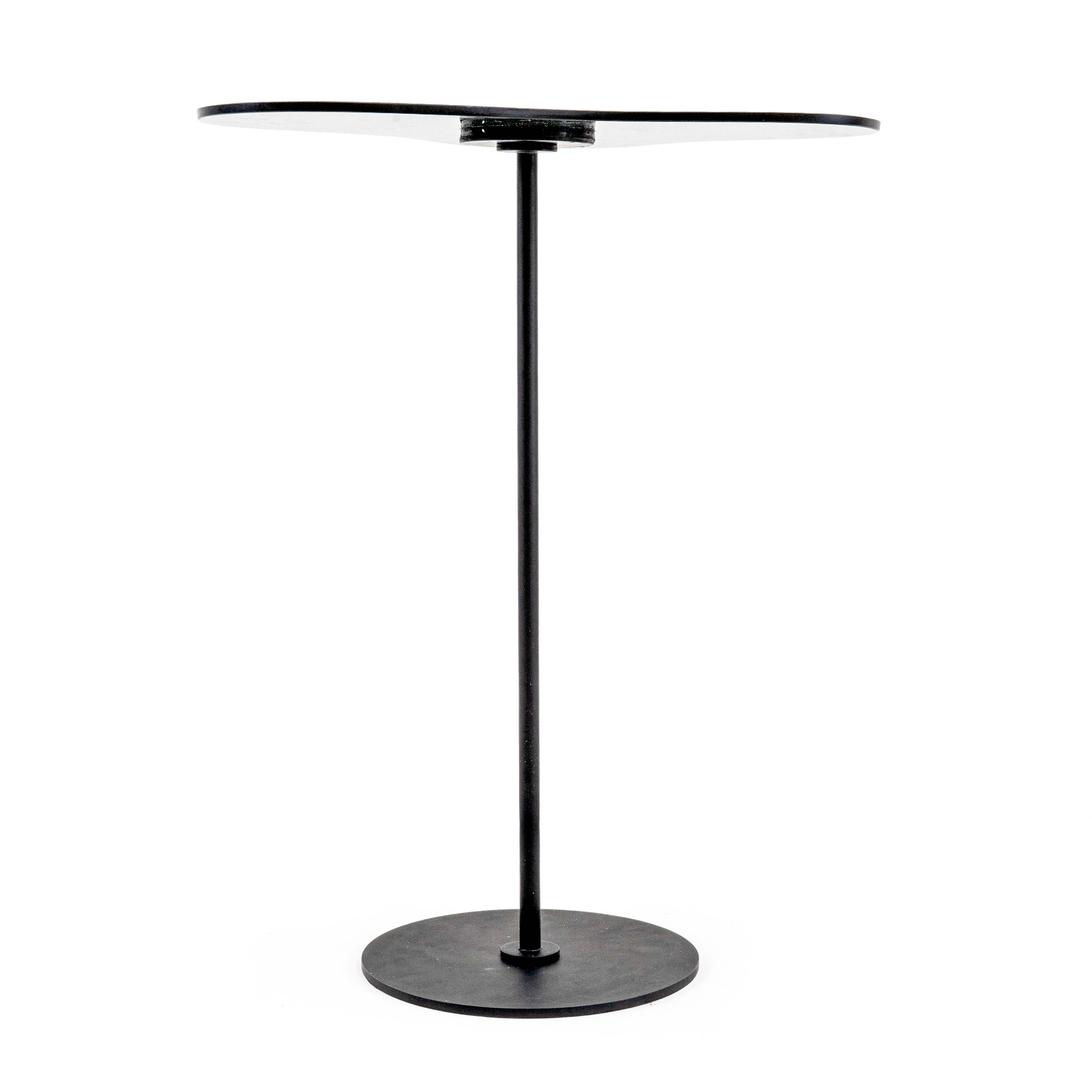 VSNAY GLASS TOP TRIANGULAR SIDE TABLE WITH METAL STAND