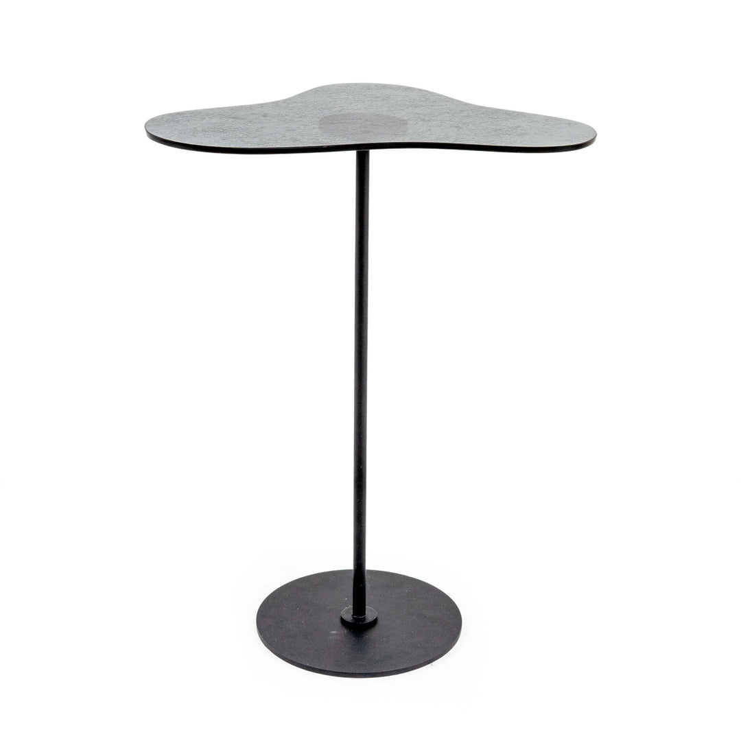 VSNAY GLASS TOP TRIANGULAR SIDE TABLE WITH METAL STAND