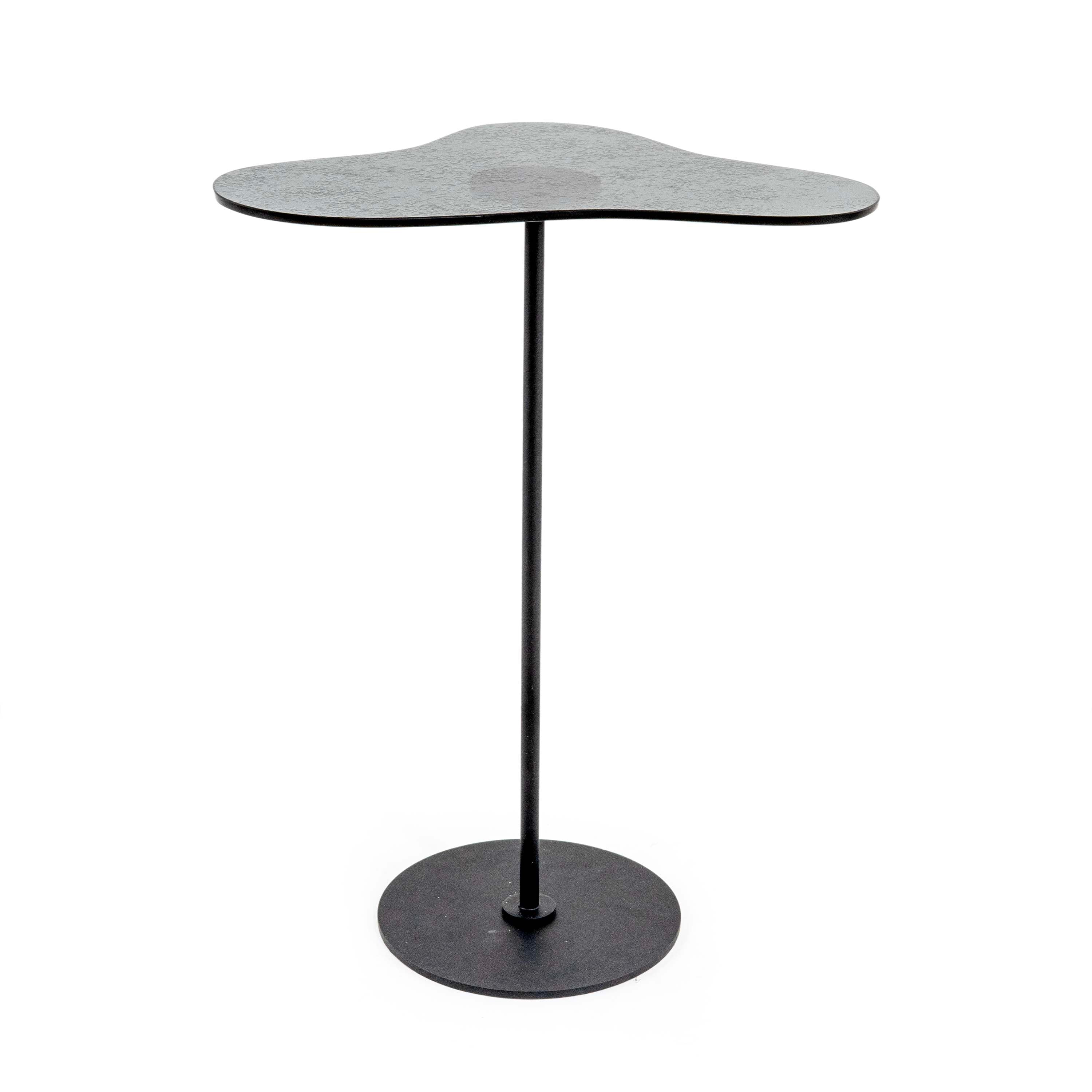 VSNAY GLASS TOP TRIANGULAR SIDE TABLE WITH METAL STAND