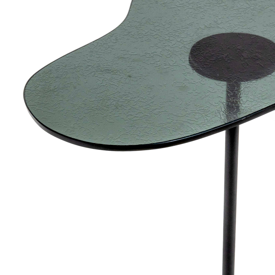 VSNAY GLASS TOP TRIANGULAR SIDE TABLE WITH METAL STAND