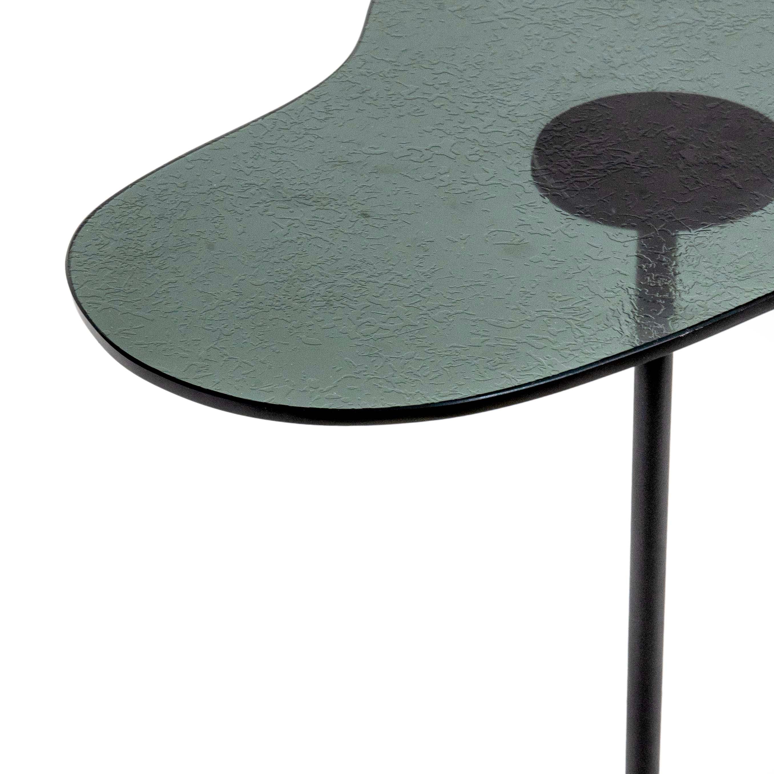 VSNAY GLASS TOP TRIANGULAR SIDE TABLE WITH METAL STAND