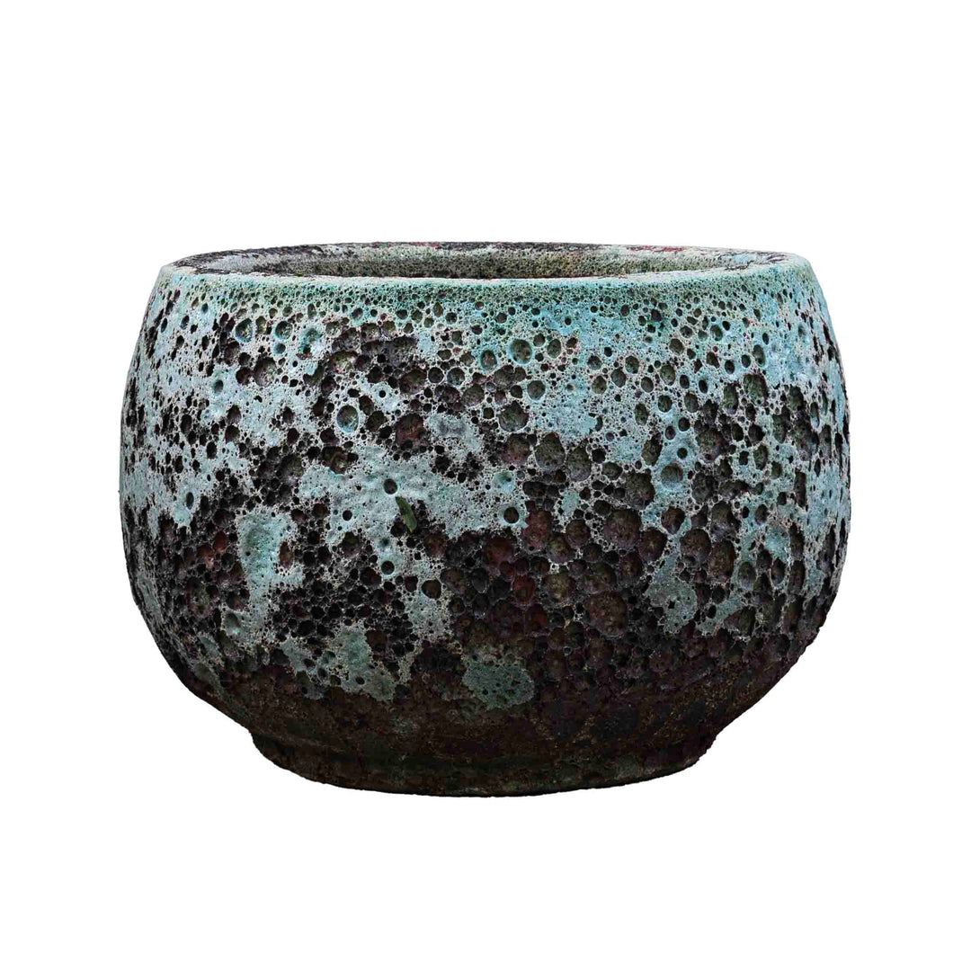 Round Green Dimple Ancient Planter