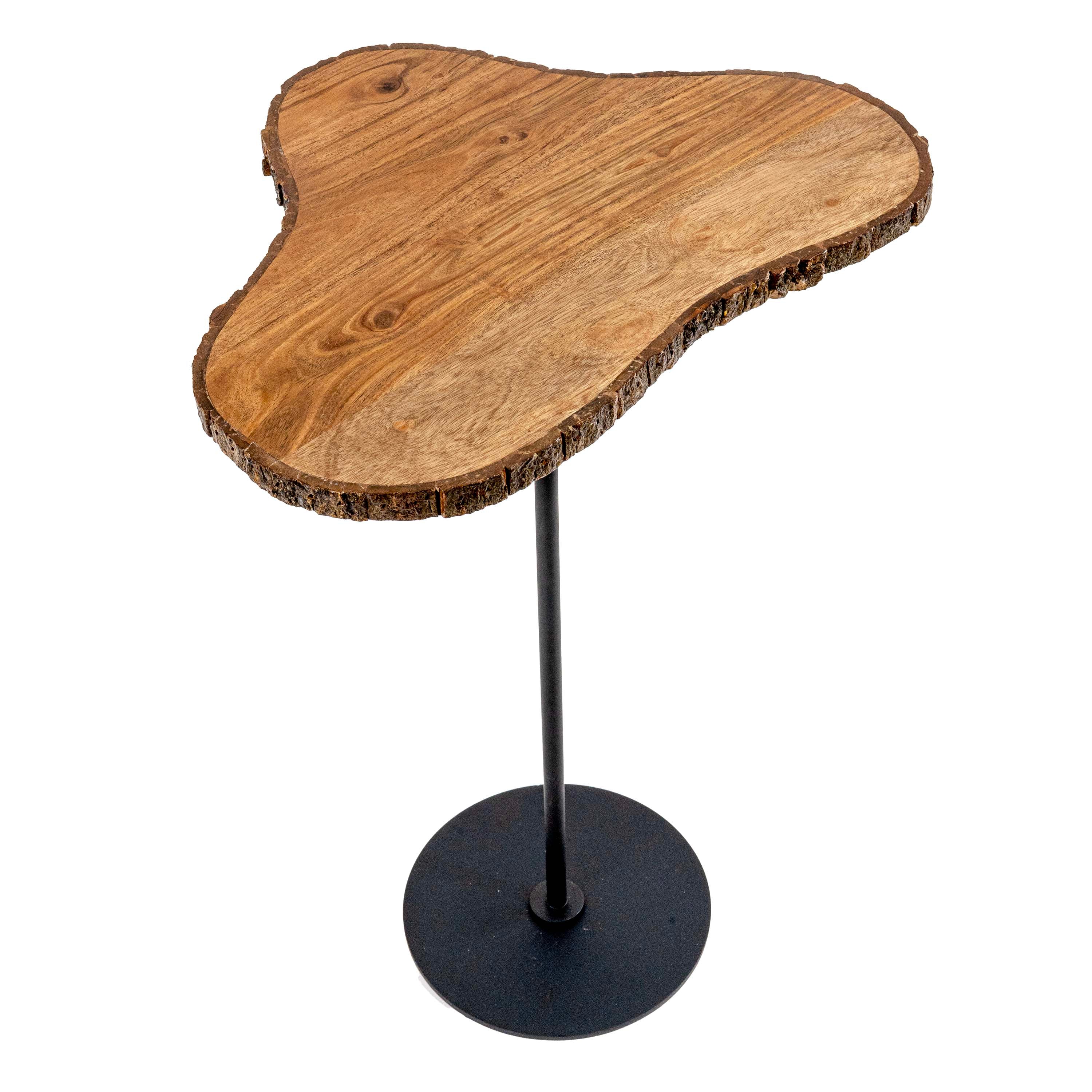LIORA TRIANGULAR SIDE TABLE WITH METAL STAND