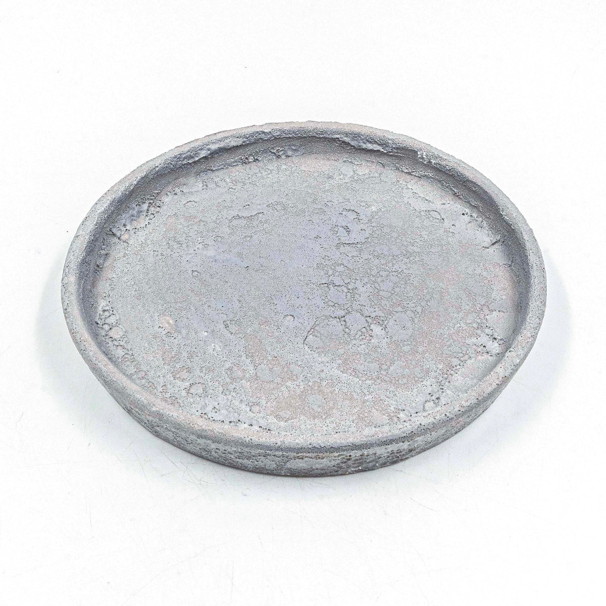 Round Cylinder Pot With Saucer Set Light Grey