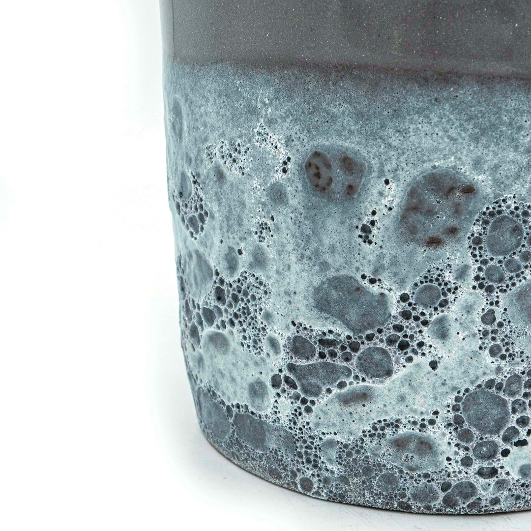 Round Cylinder Pot With Saucer Set Light Grey