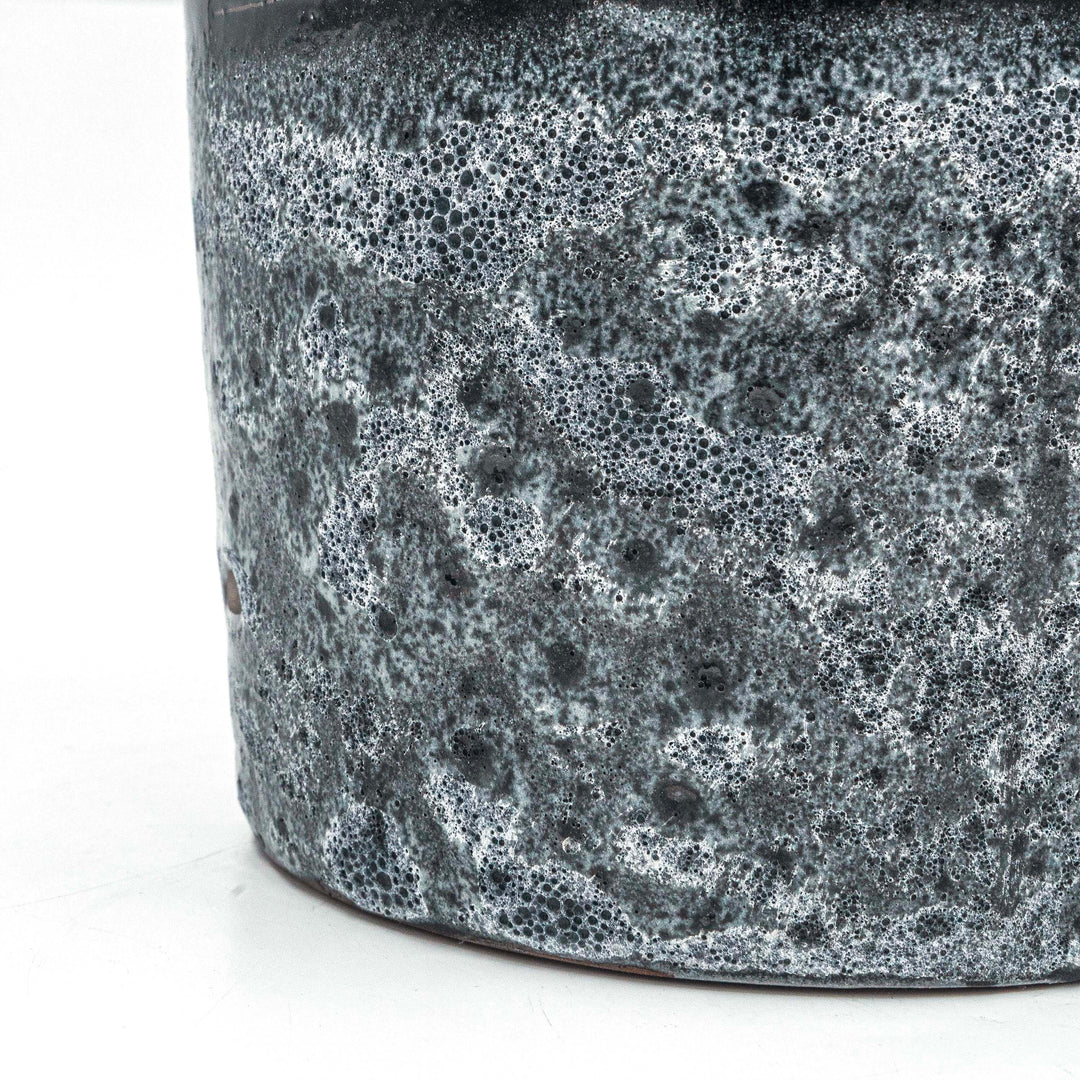 Round Cylinder Pot With Saucer Set Black