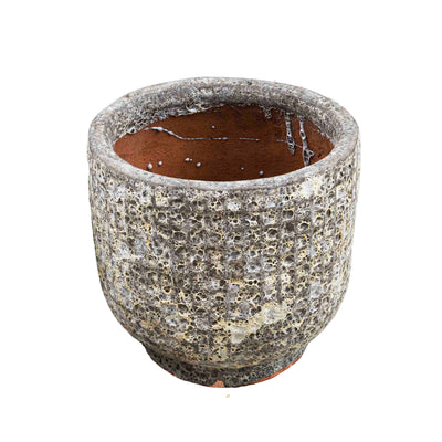 Round Snake Skin Grey Ancient Pot