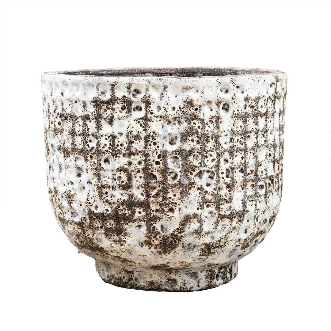 Round Snake Skin Grey Ancient Pot