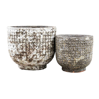 Round Snake Skin Grey Ancient Pot