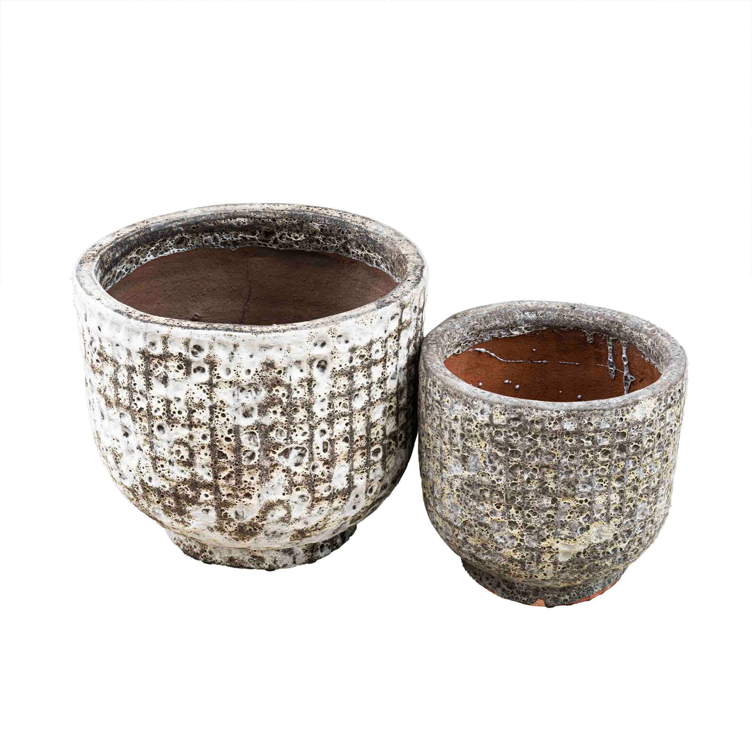 Round Snake Skin Grey Ancient Pot