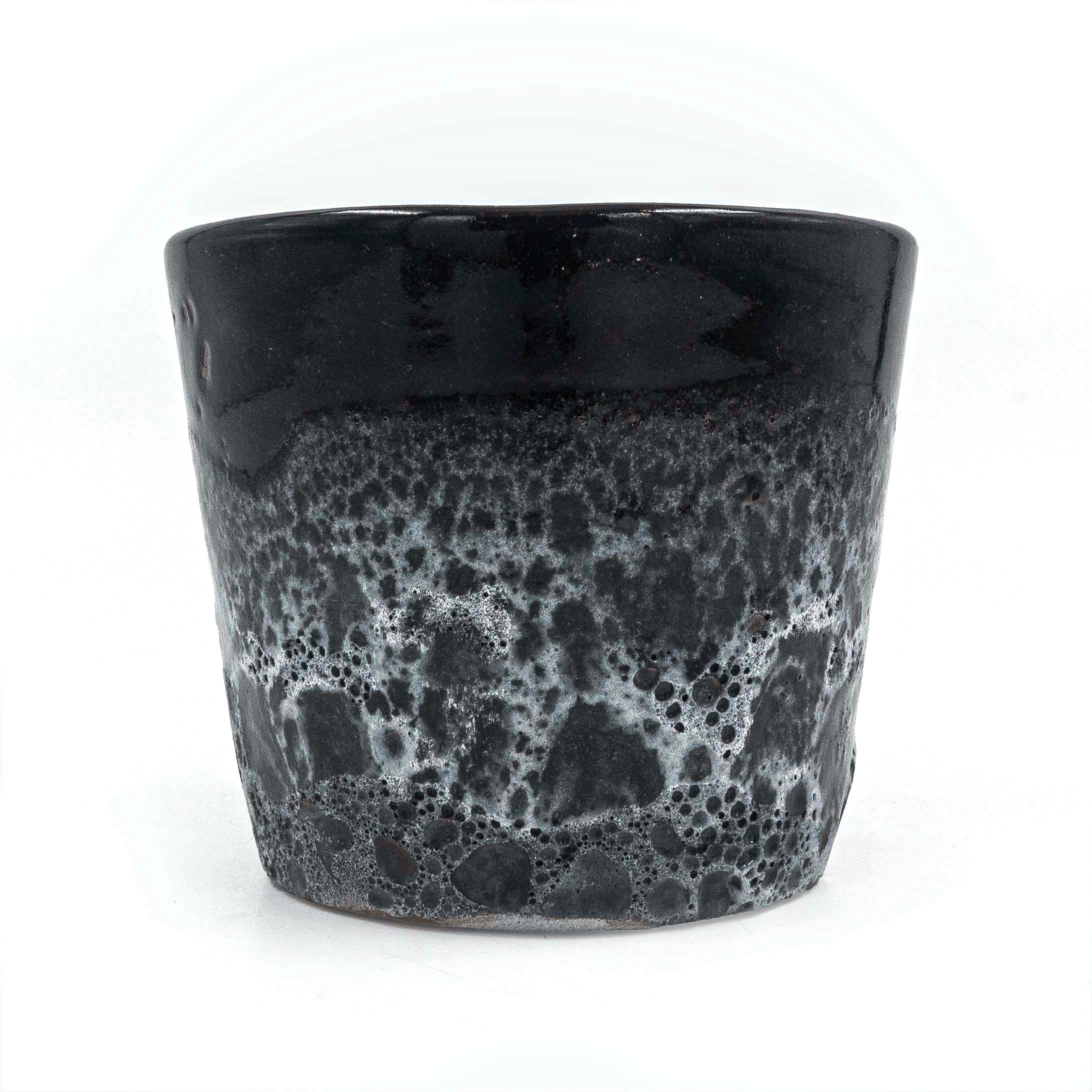 Round Pot With Saucer Black