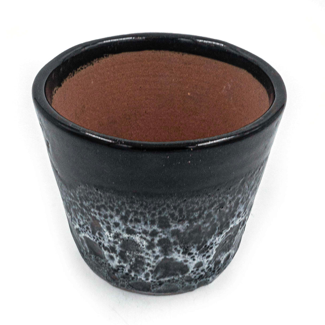 Round Pot With Saucer Black