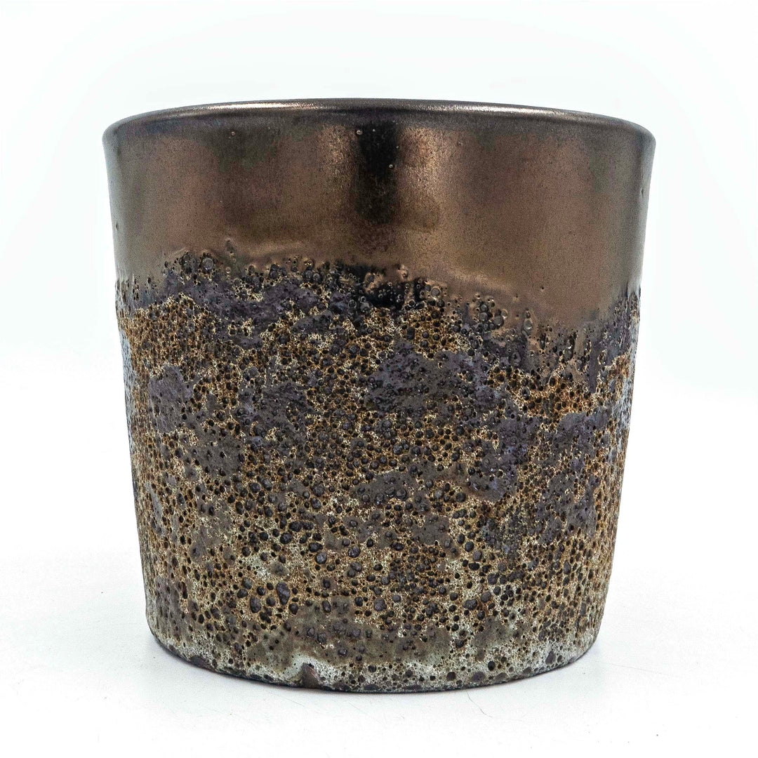 Round Cylinder Pot With Saucer Set Dark Brown