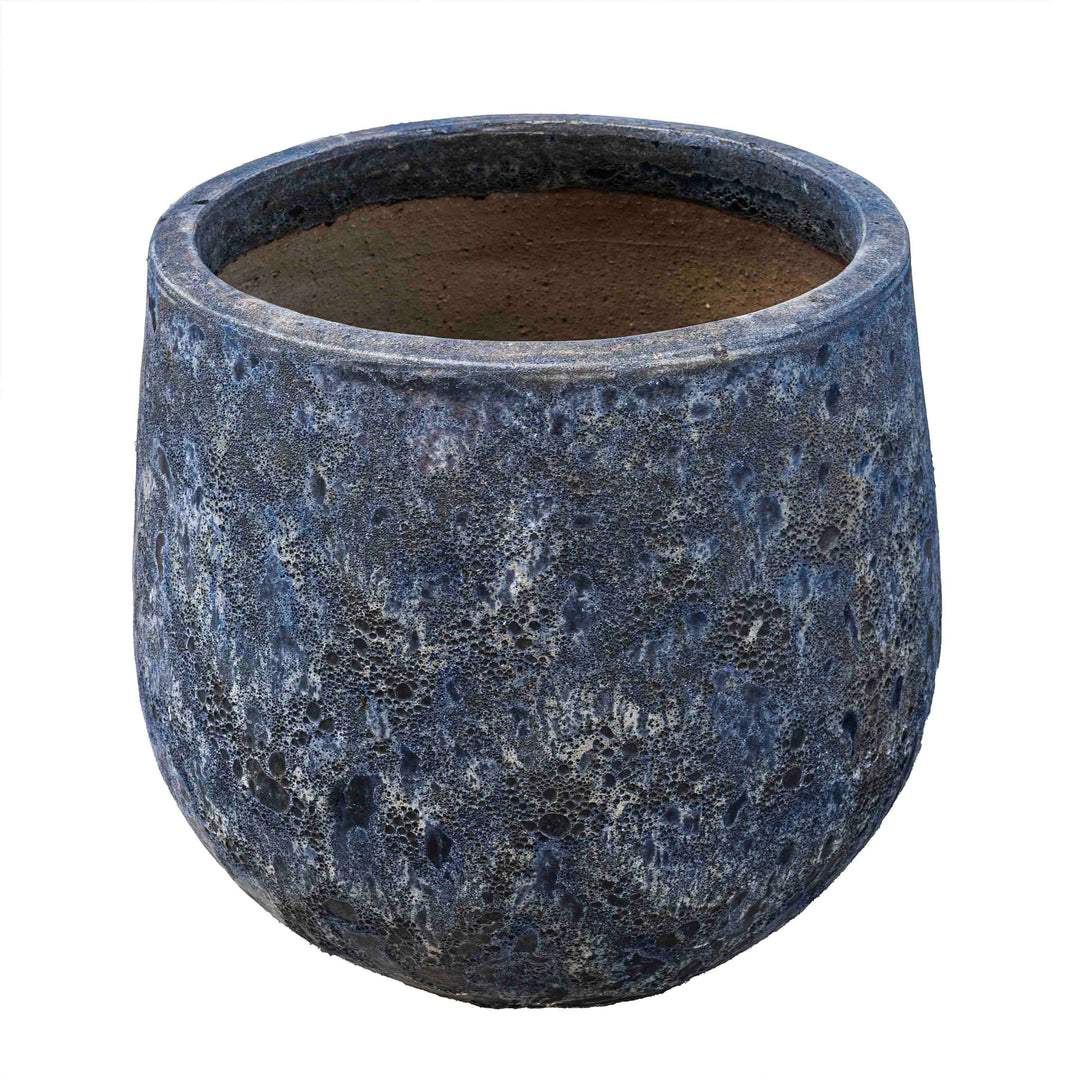 Round Glaze Bubble Blue Pot