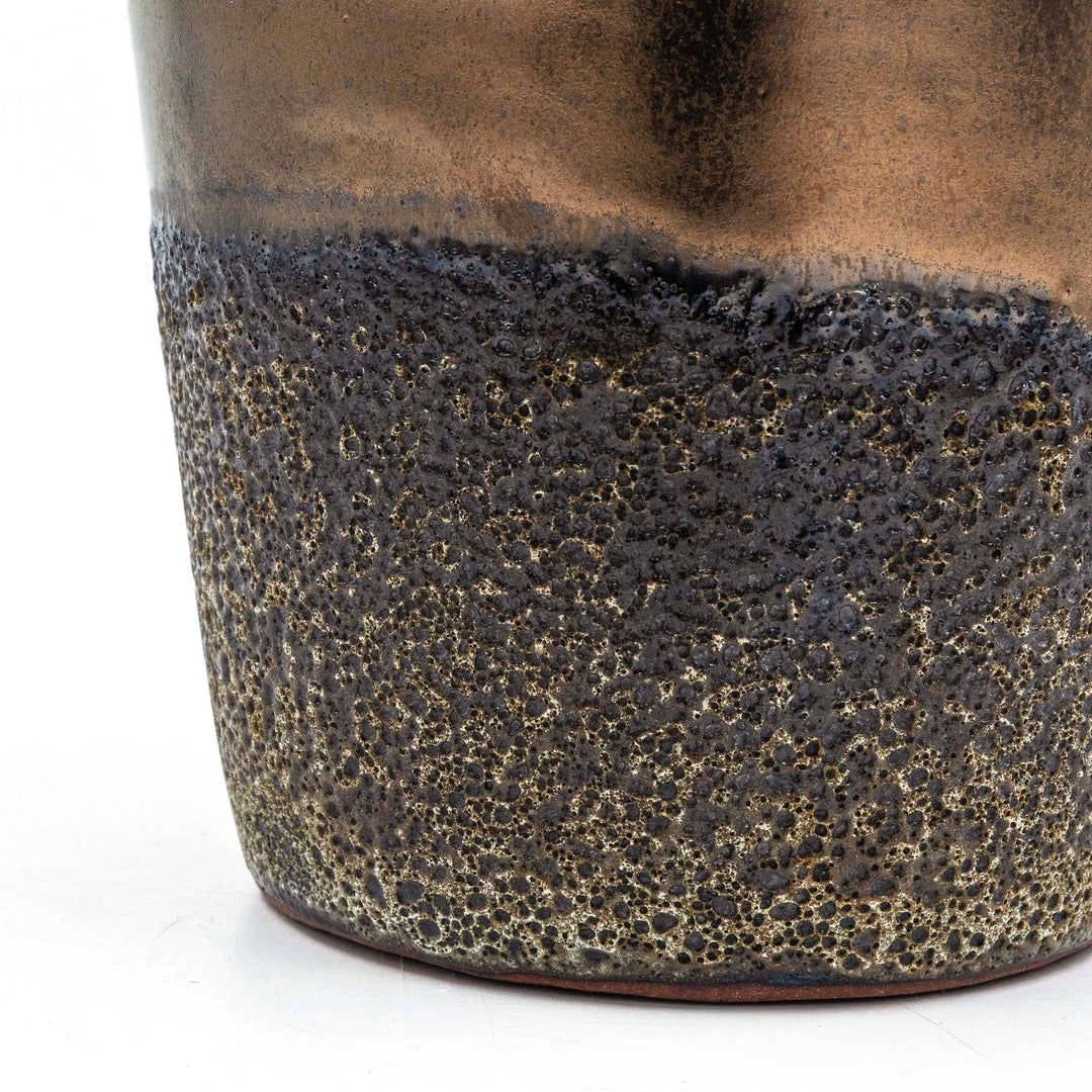 Round Pot With Saucer Dark Brown