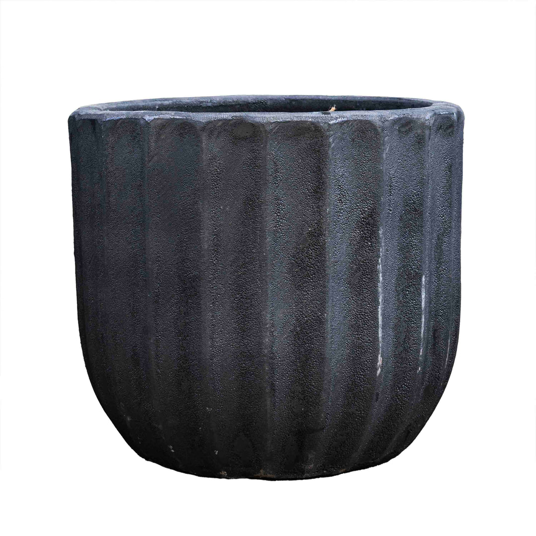 Round Black Ancient Pot