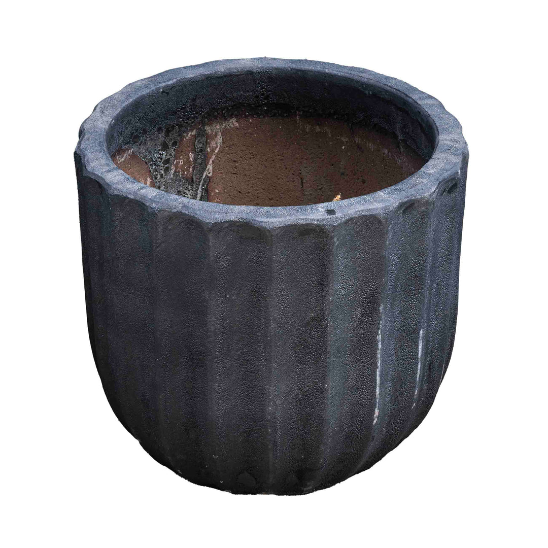 Round Black Ancient Pot