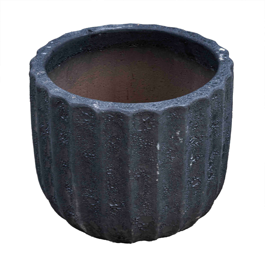 Round Black Ancient Pot