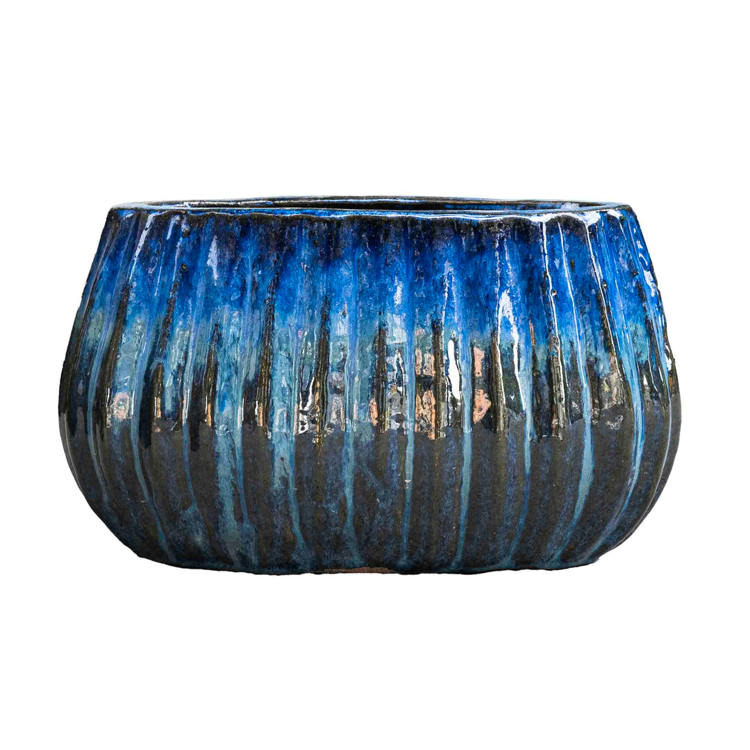 Glazed Outdoor Blue Pot