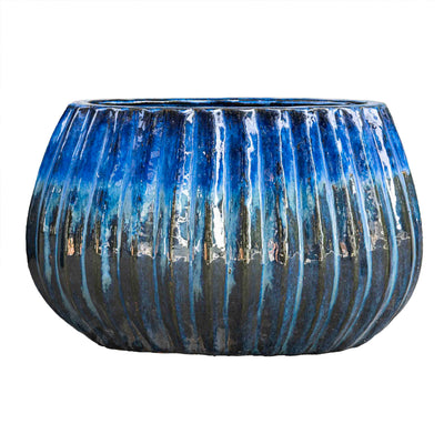 Glazed Outdoor Blue Pot