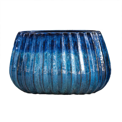 Glazed Outdoor Blue Pot