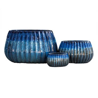 Glazed Outdoor Blue Pot