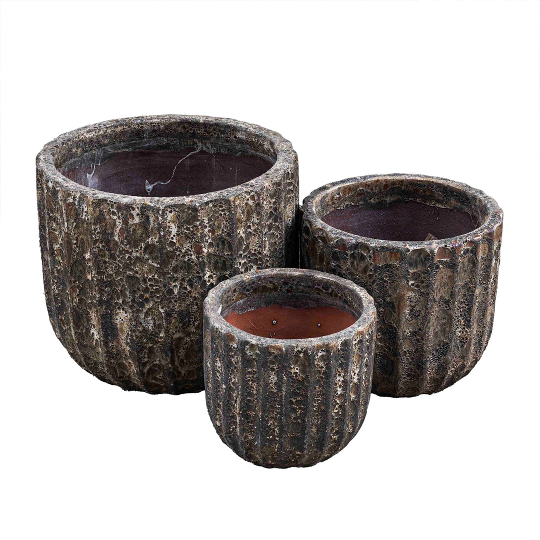 Atlantic Glazed Strip Brown Pot