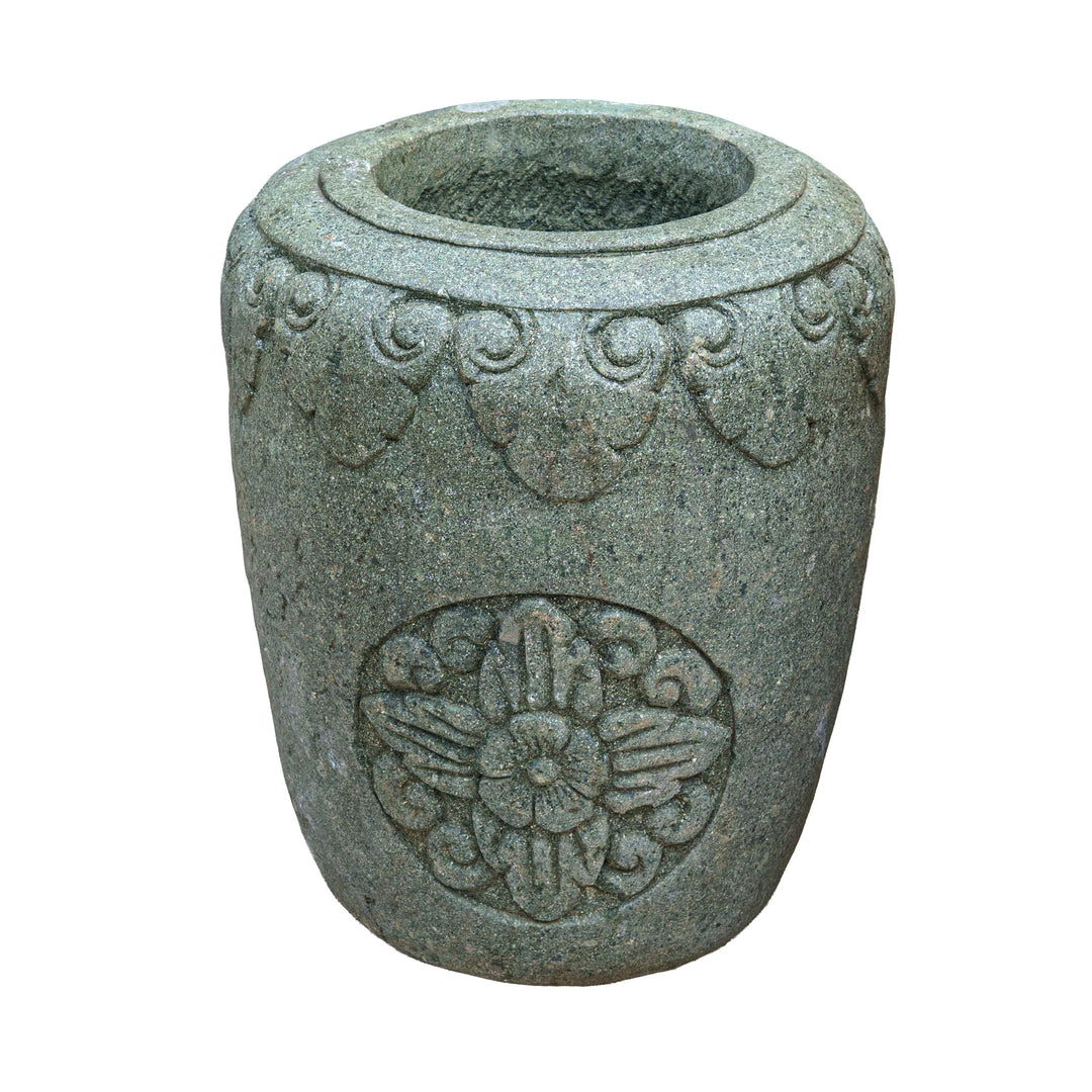 Green Stone Handcarved Paras Pot Wide