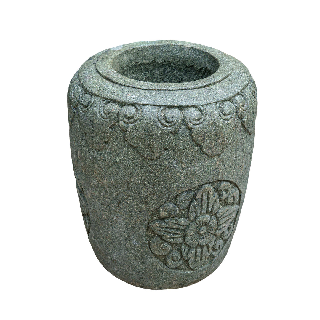 Green Stone Handcarved Paras Pot Wide