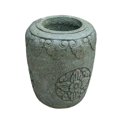 Green Stone Handcarved Paras Pot Wide