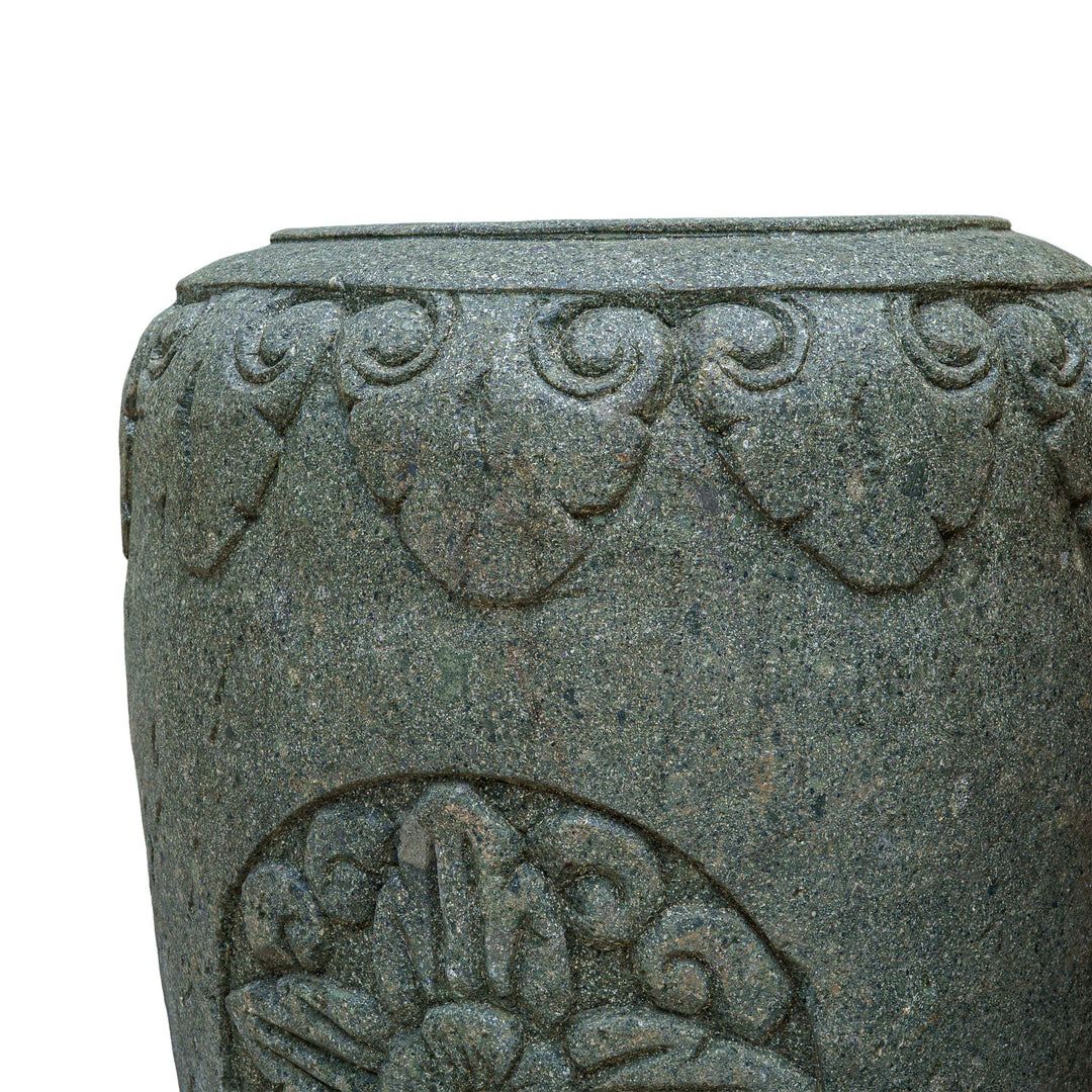 Green Stone Handcarved Paras Pot Wide
