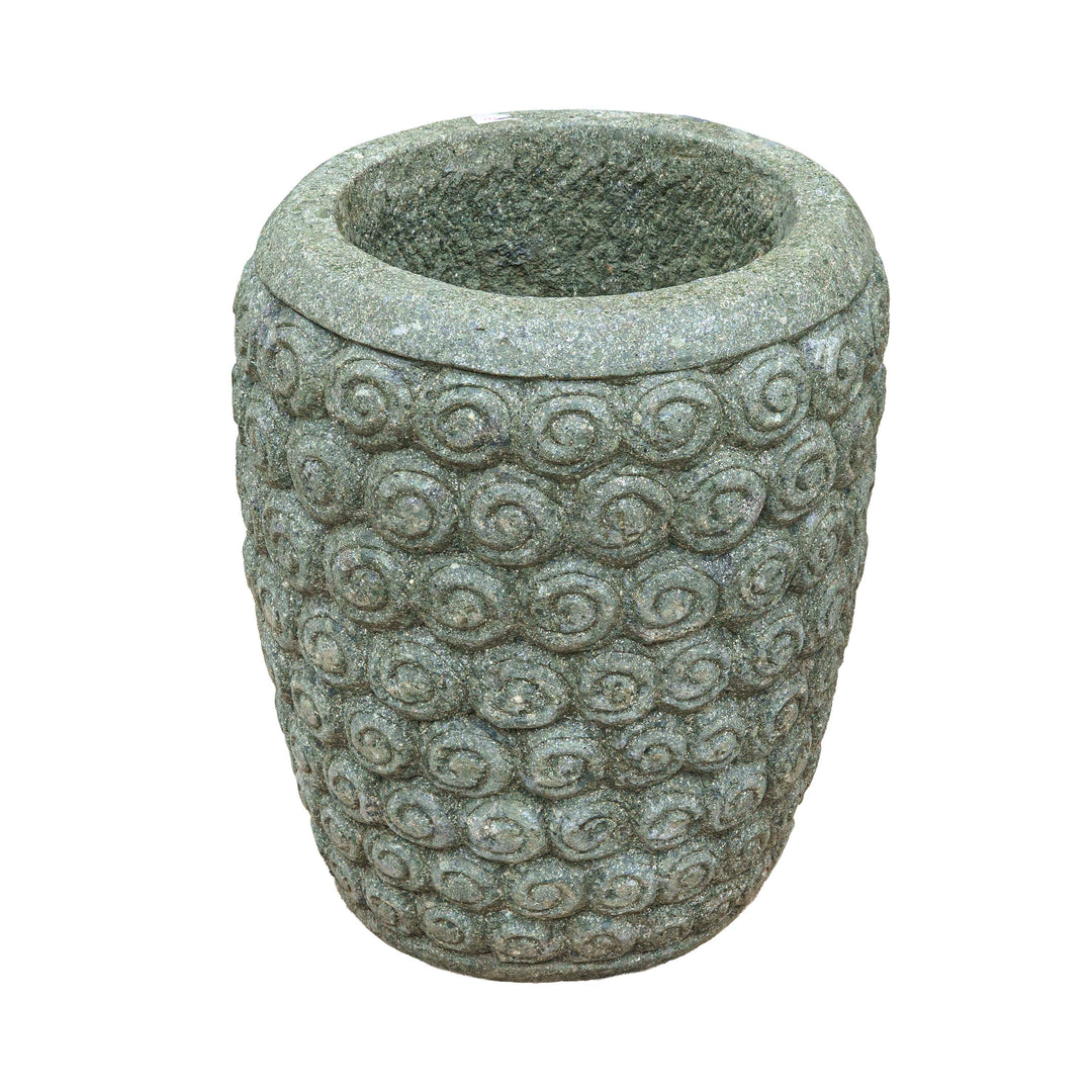 Green Stone Handcarved paras Pot Circled