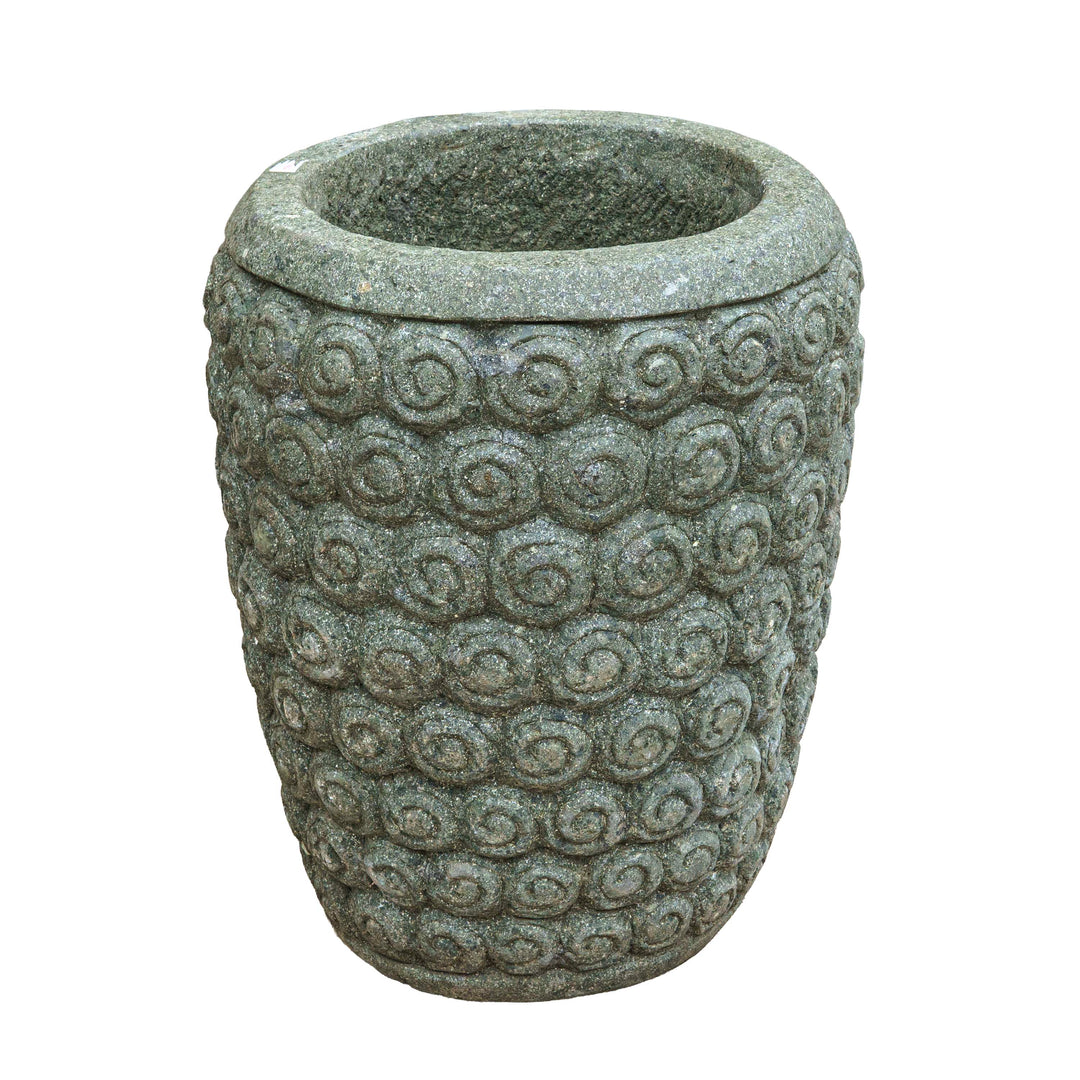 Green Stone Handcarved paras Pot Circled