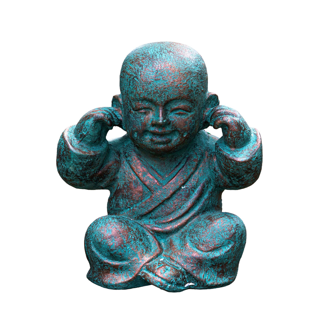 Hear No Evil Patina Monk Scultpure