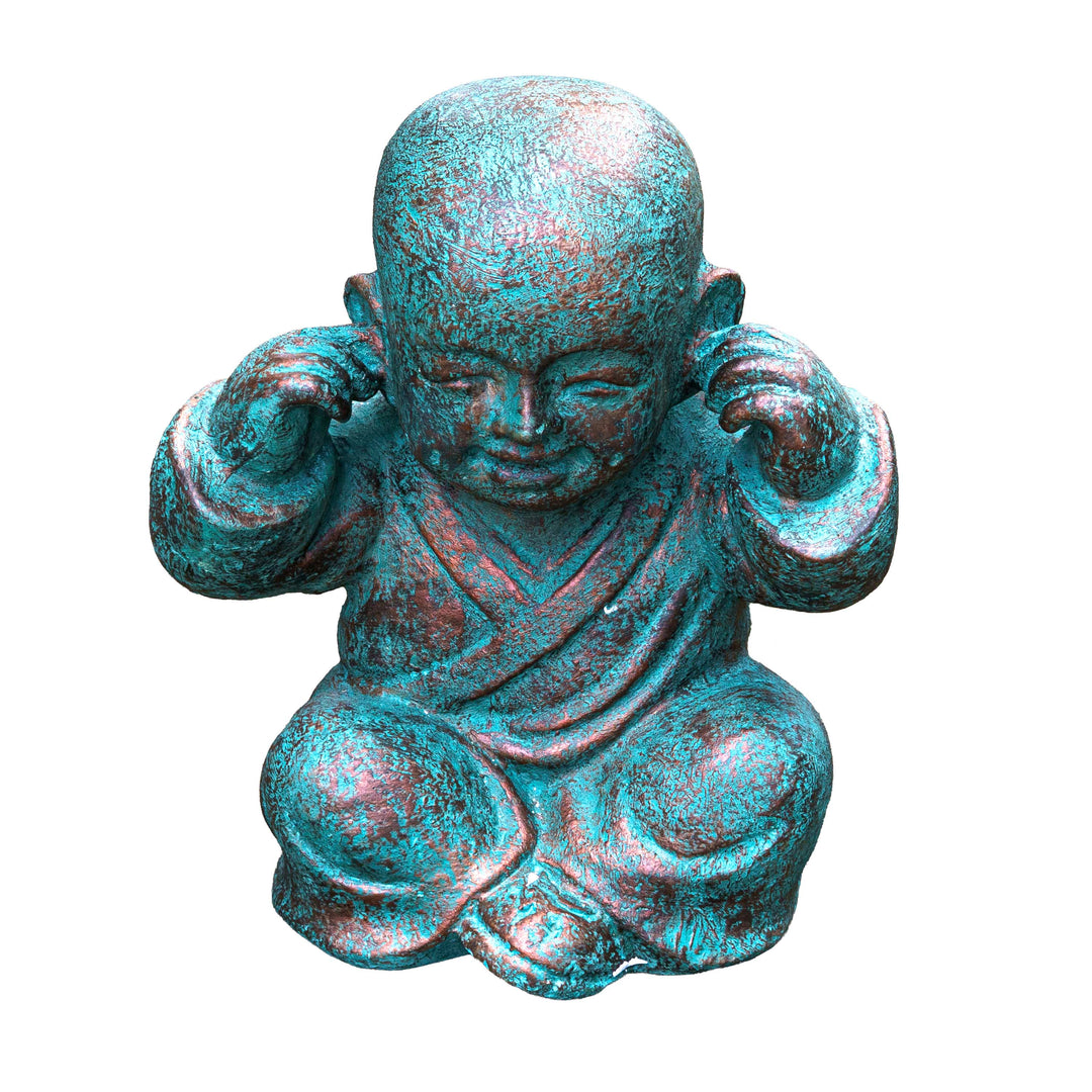Hear No Evil Patina Monk Scultpure