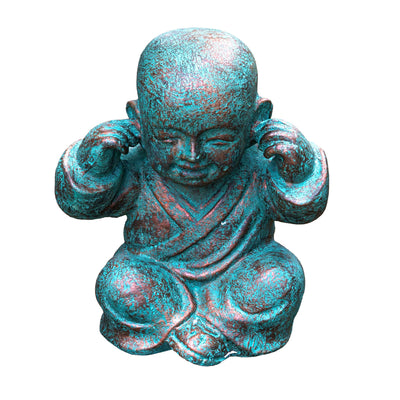 Hear No Evil Patina Monk Scultpure