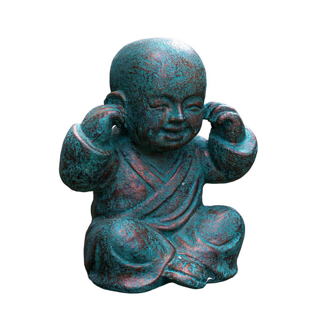 Hear No Evil Patina Monk Scultpure