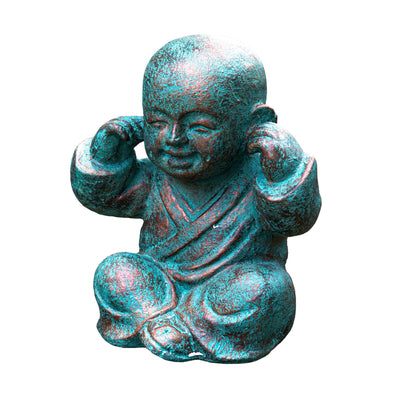 Hear No Evil Patina Monk Scultpure