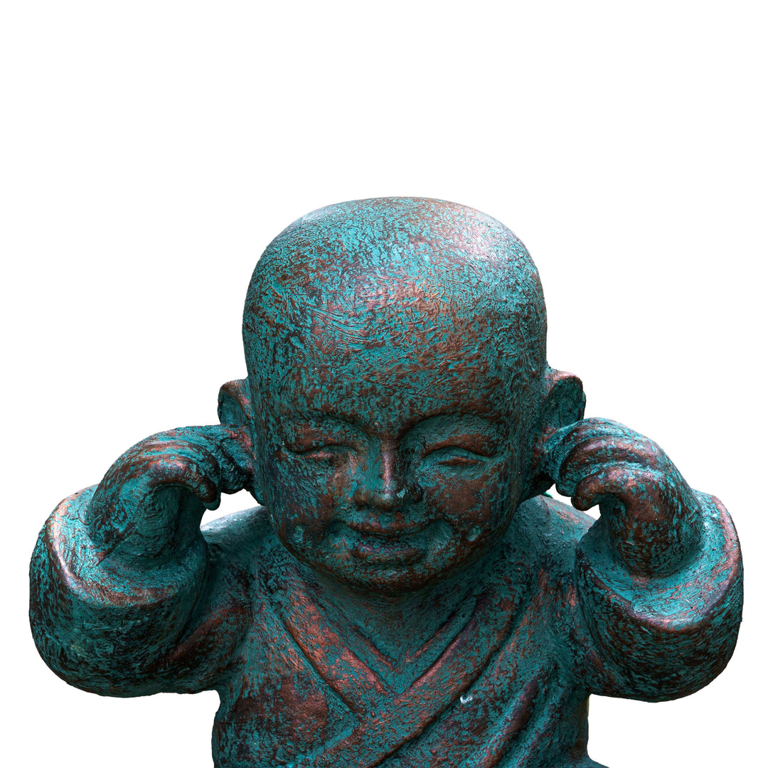 Hear No Evil Patina Monk Scultpure
