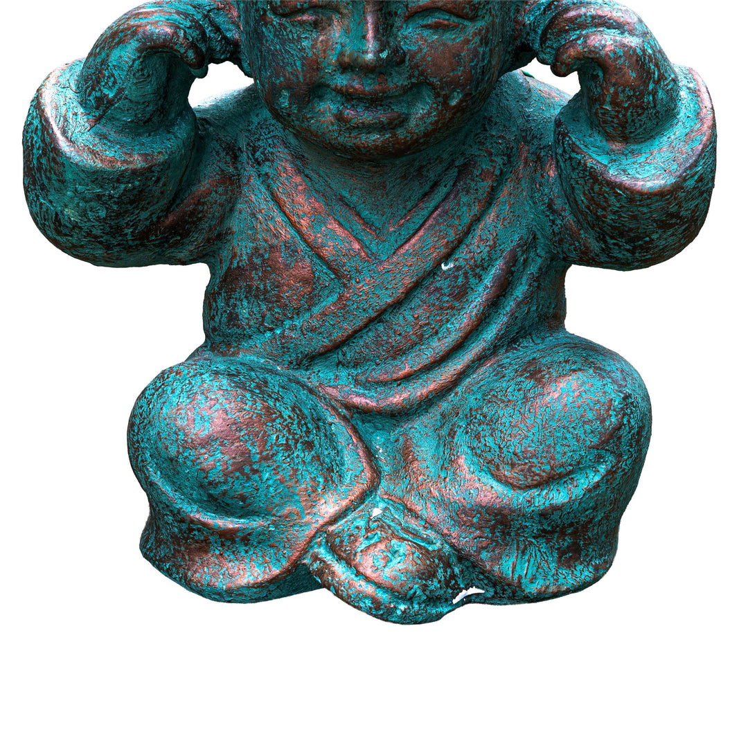 Hear No Evil Patina Monk Scultpure