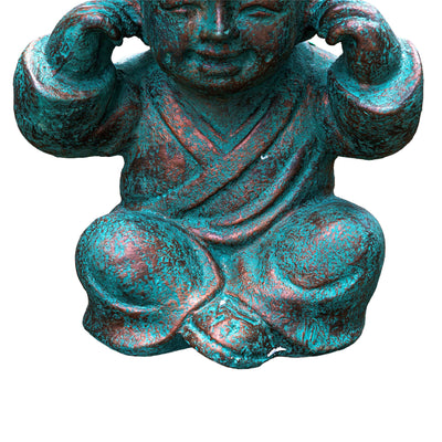 Hear No Evil Patina Monk Scultpure