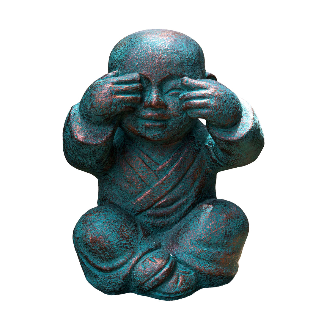 See No Evil Patina Monk Scultpure