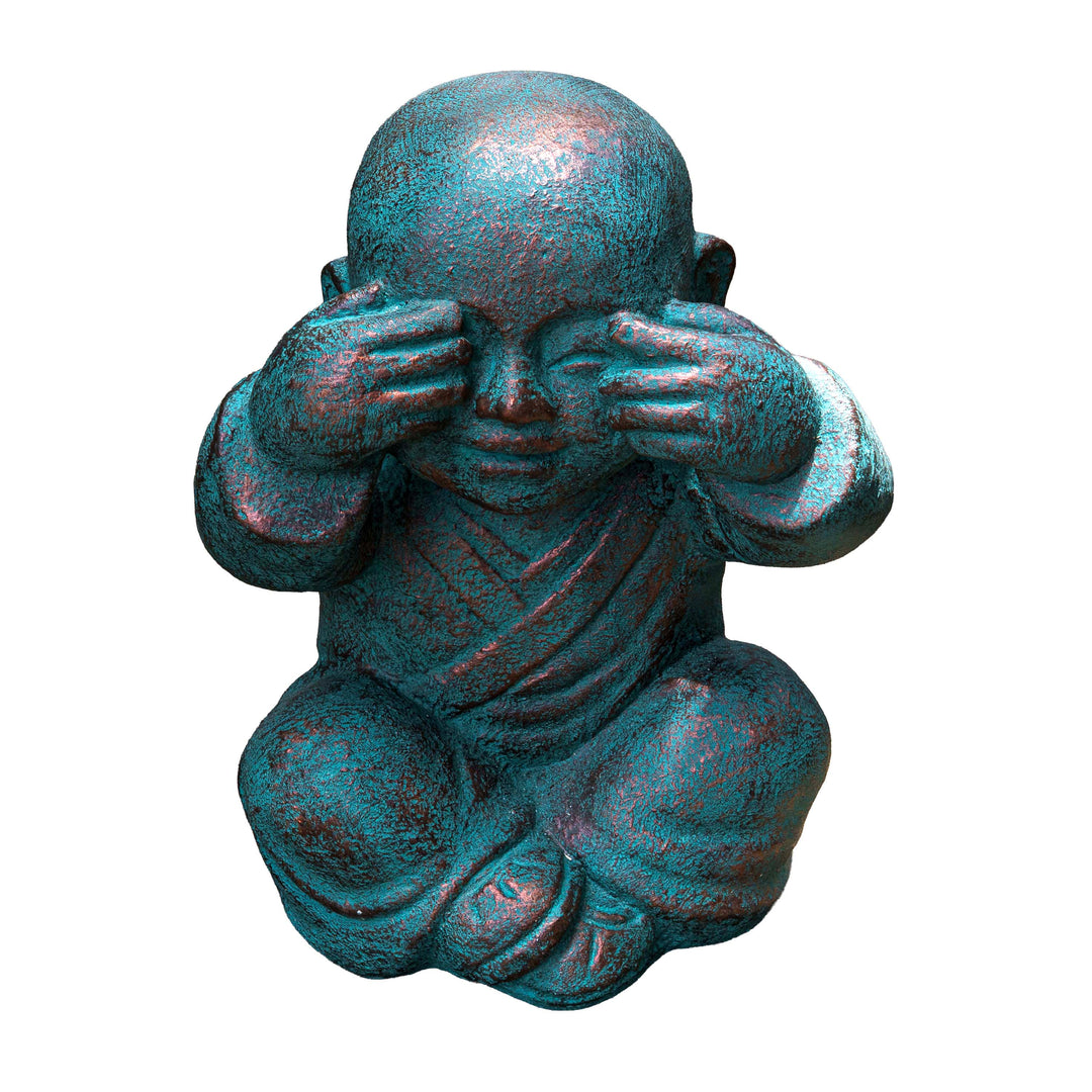 See No Evil Patina Monk Scultpure
