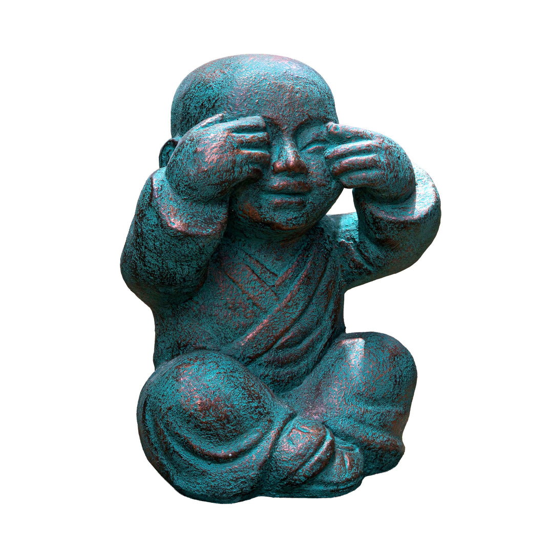 See No Evil Patina Monk Scultpure