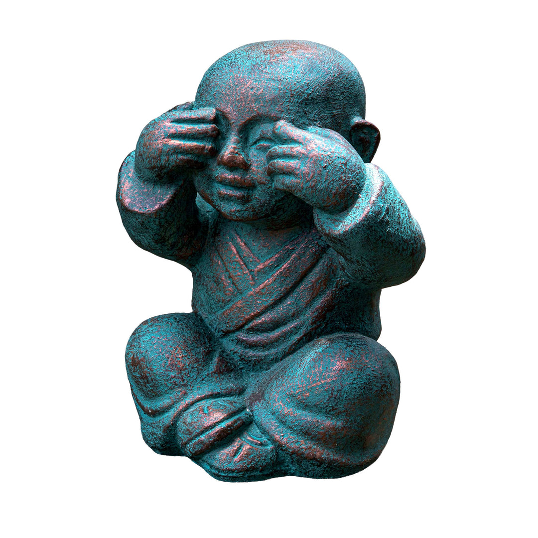 See No Evil Patina Monk Scultpure