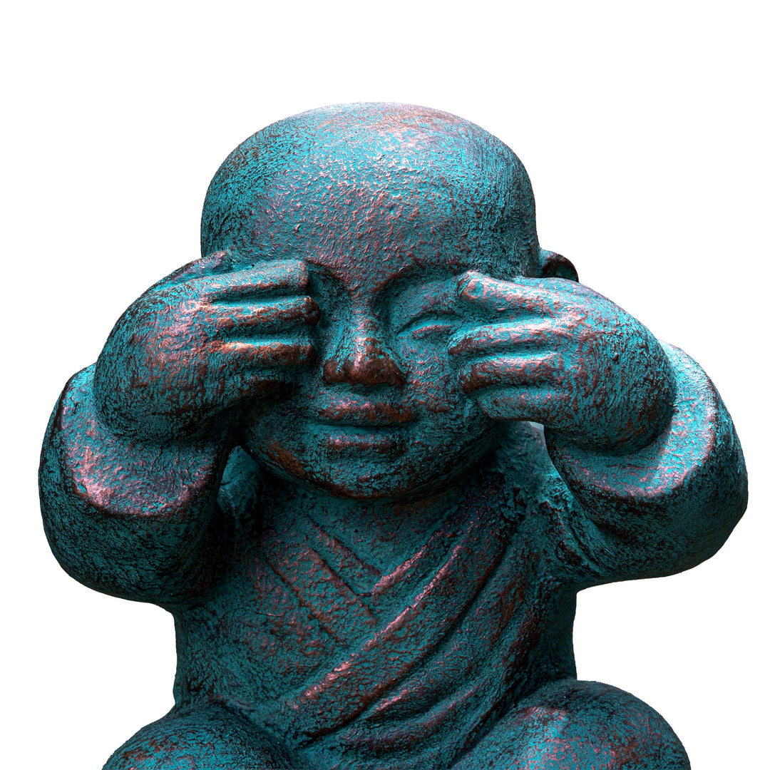 See No Evil Patina Monk Scultpure