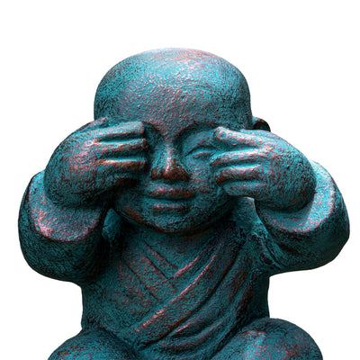 See No Evil Patina Monk Scultpure