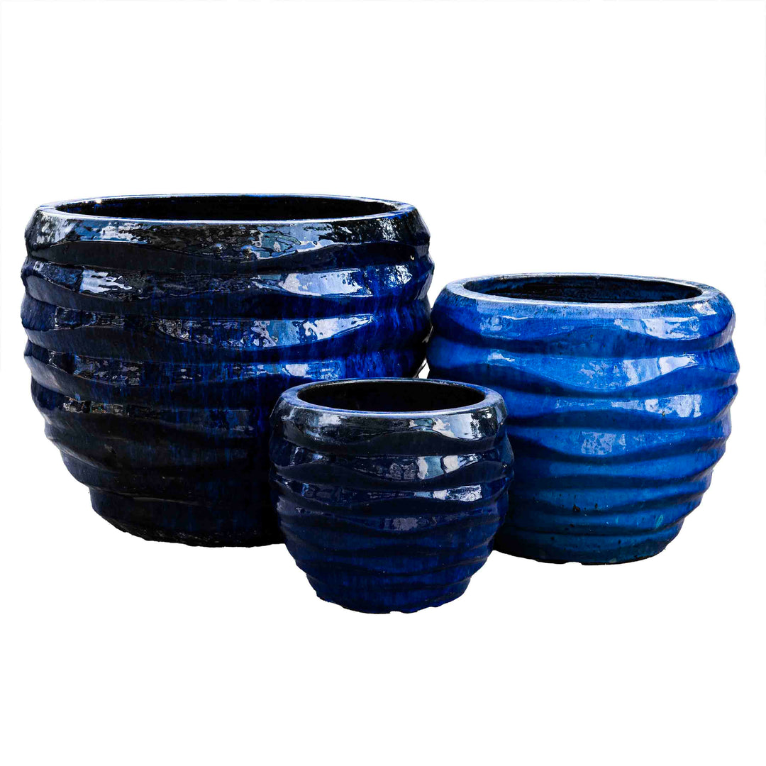 Outdoor Blue Glazed Pot