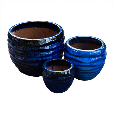 Outdoor Blue Glazed Pot